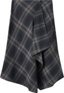 MANGO Asymmetric Check Print Midi Skirt