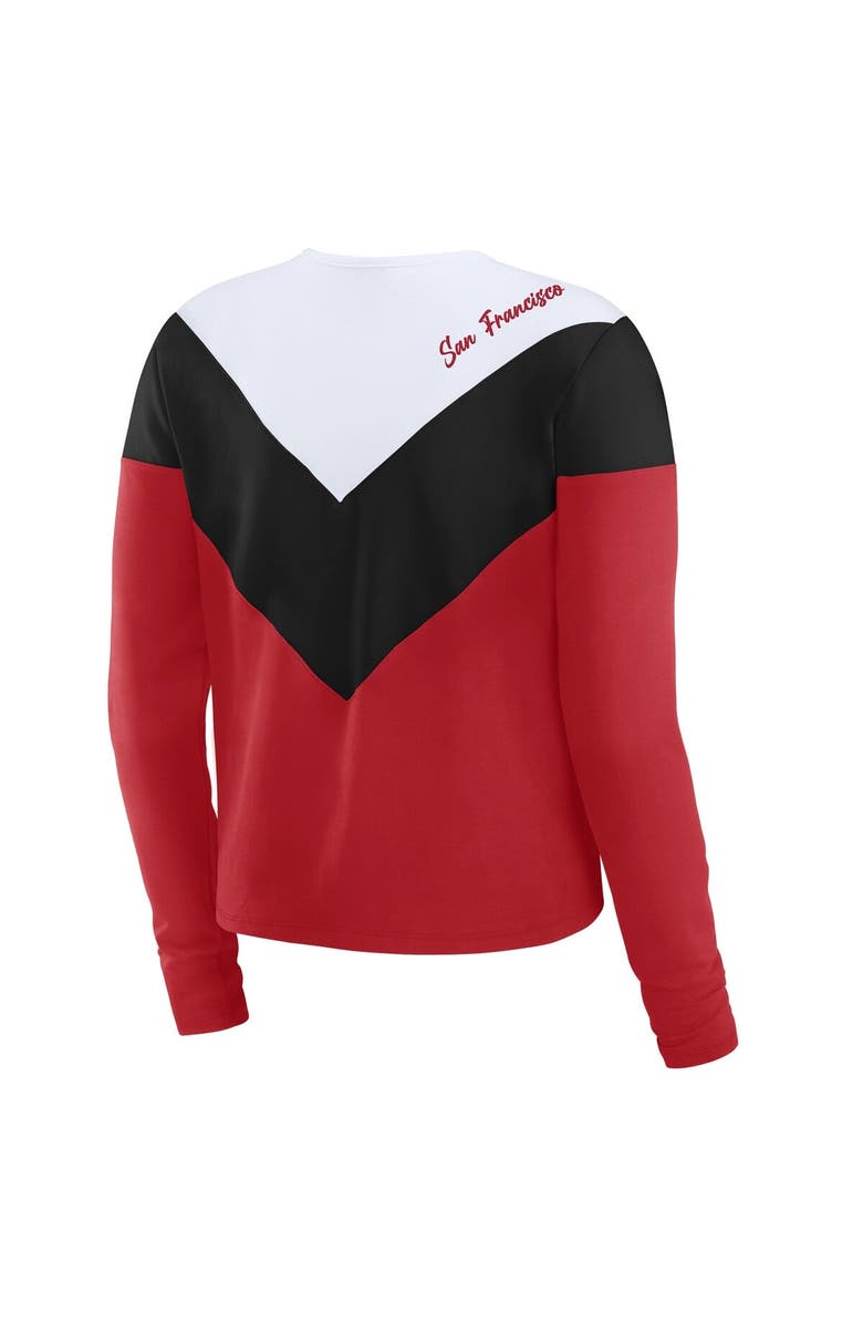 WEAR by Erin Andrews Women's WEAR by Erin Andrews Scarlet/Black San Francisco 49ers Plus Size Chevron Tri-Blend Long Sleeve T-Shirt, Alternate, color, Scarlet