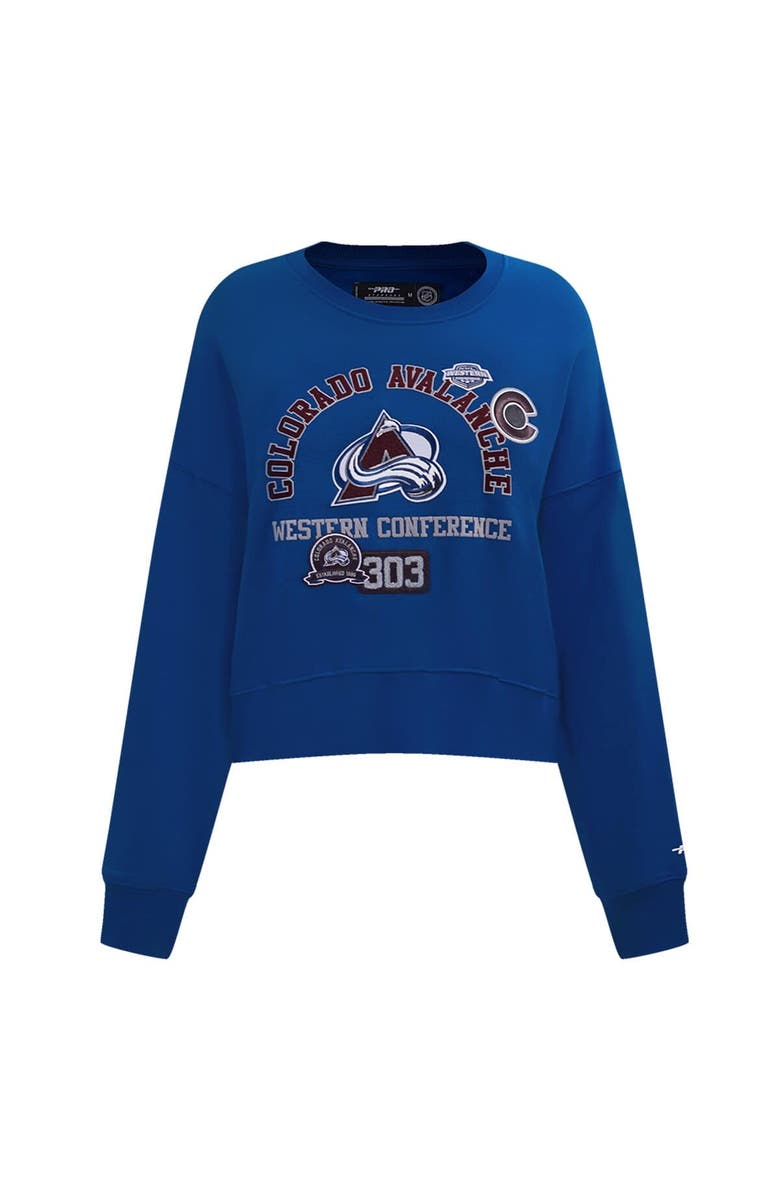 PRO STANDARD Women's Pro Standard  Blue Colorado Avalanche Area Code Cropped Pullover Sweatshirt, Alternate, color, Blue