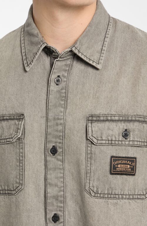 Guess Originals Go Boxy Denim Short Sleeve Button-up Shirt In Grey