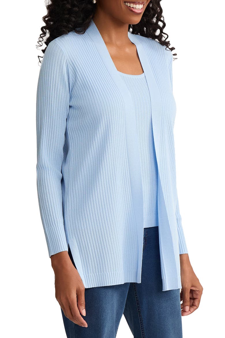 Sutton Open Front Rib Knit Cardigan, Alternate, color, BREEZE BLUE