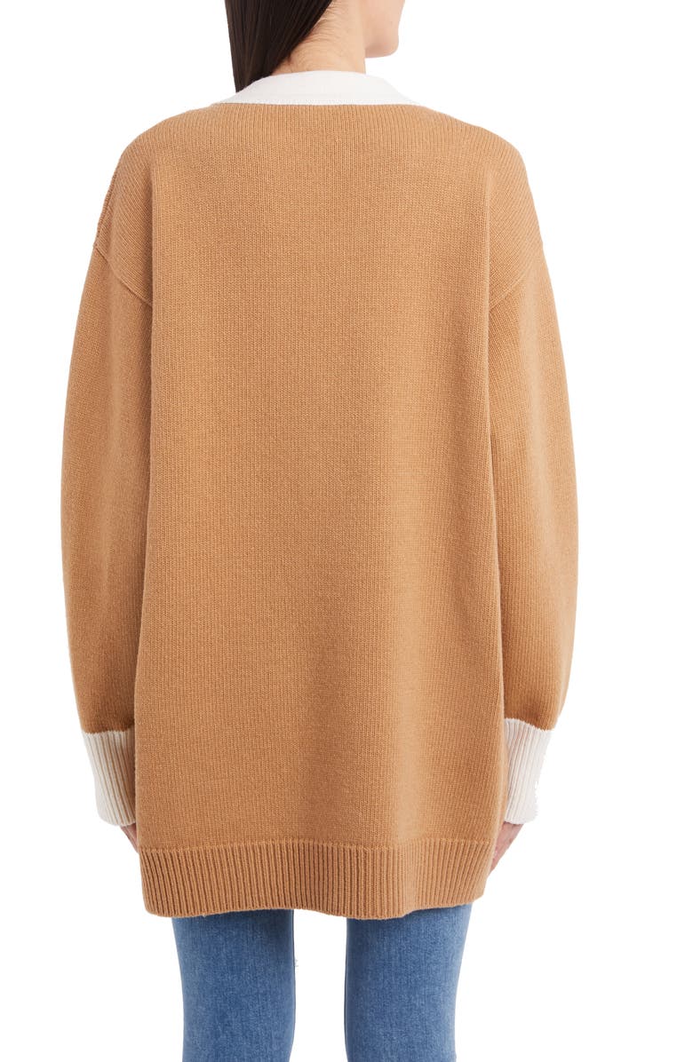 Dolce&Gabbana DG Patch Contrast Trim Wool Cardigan, Alternate, color,