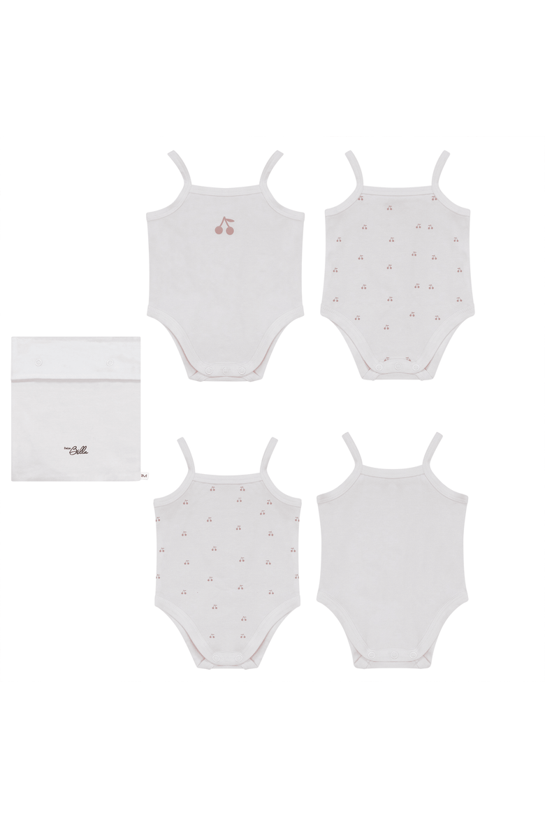 Cherry Print Romper Set, Main, color, White/Mauve