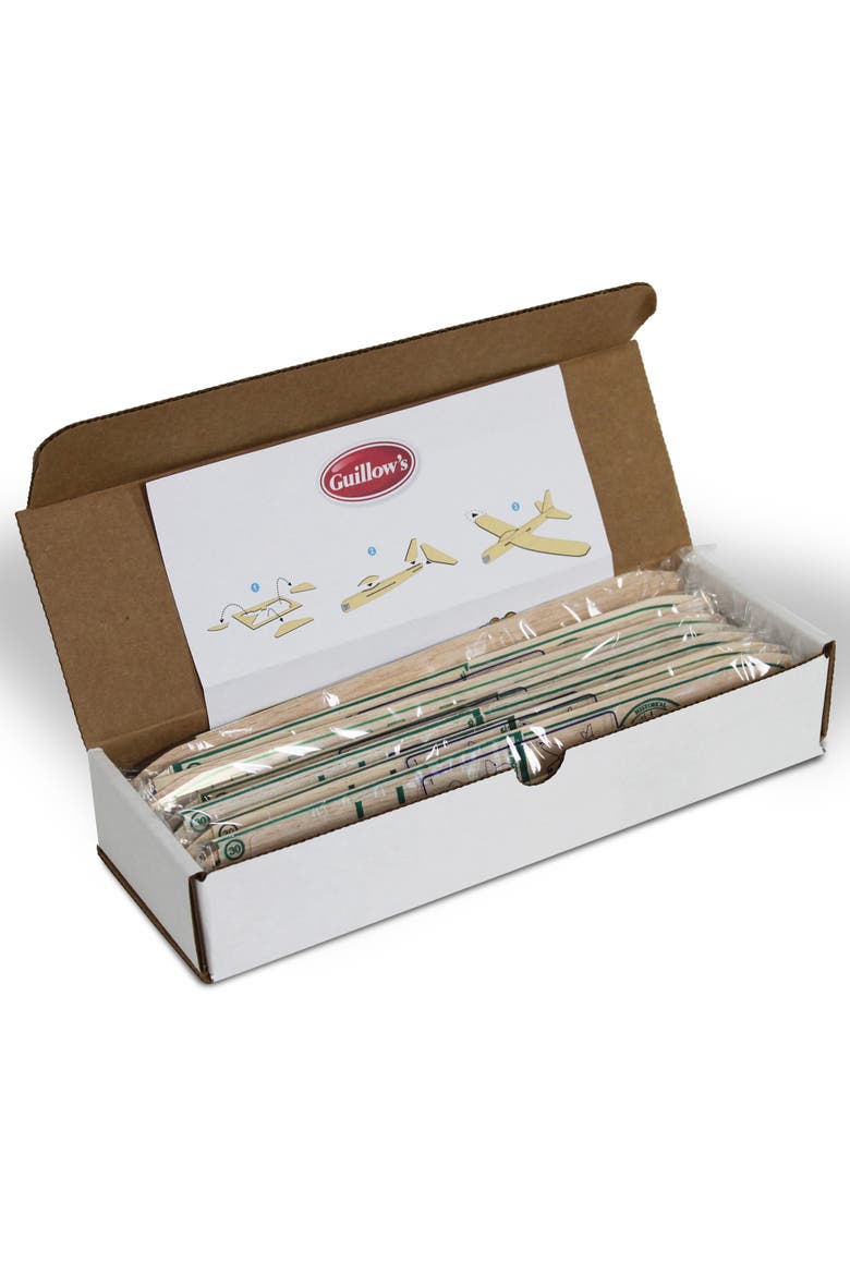 12" Happy Birthday Balsa Glider Planes, 6 Pack, Alternate, color, Beige