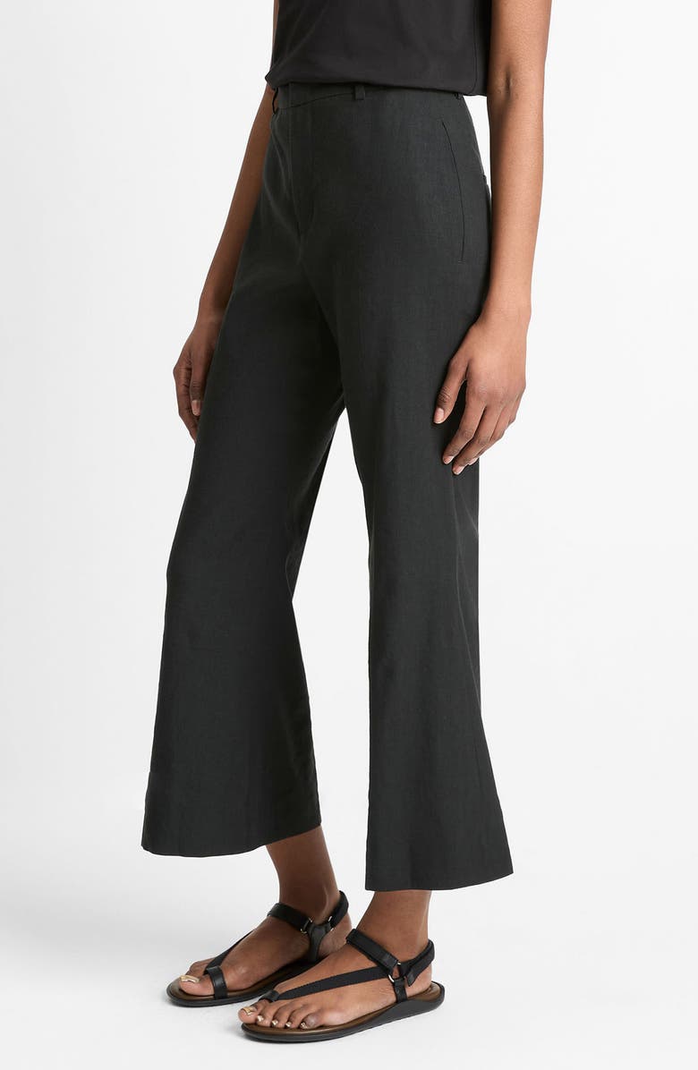 Vince Linen Blend Crop Flare Pants, Alternate, color, Black