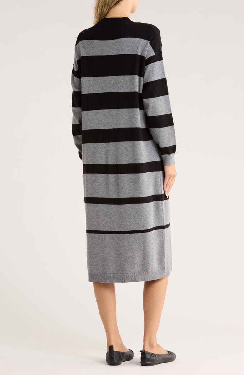 STITCHDROP Kips Bay Stripe Long Sleeve Sweater Dress, Alternate, color, Charcoal