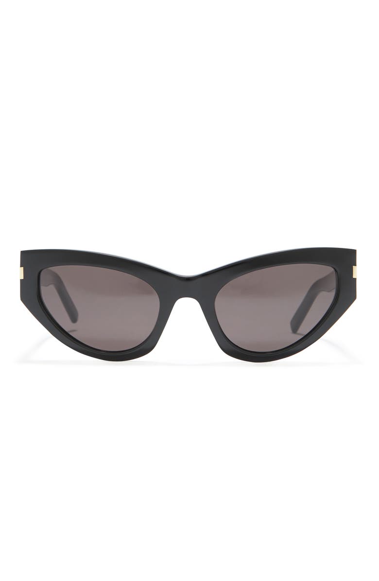 Saint Laurent 54mm Cat Eye Core Sunglases, Main, color, Black Black Grey