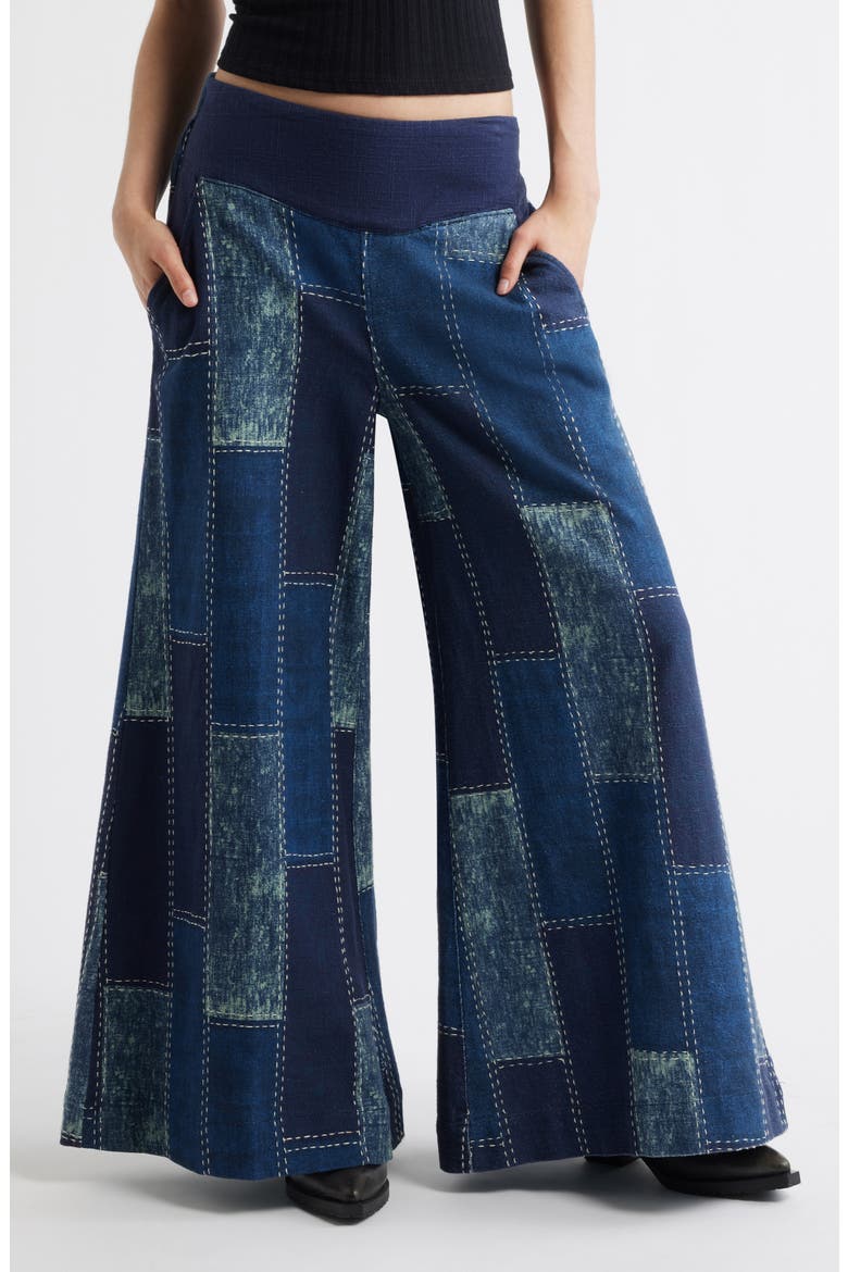 Patches Wide Leg Jeans, Main, color, INDIGO PATCHWORK