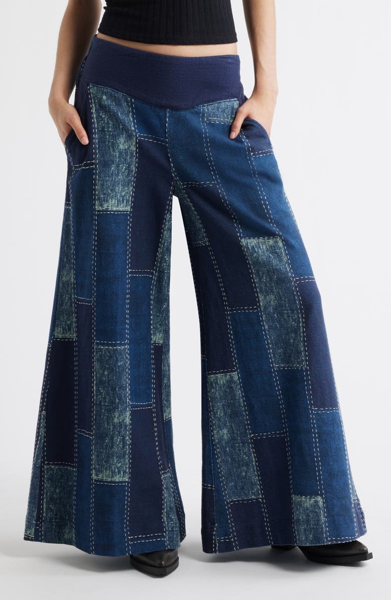 Free People Patches Wide Leg Jeans, Main, color, Indigo Patchwork