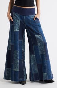 Free People Patches Wide Leg Jeans