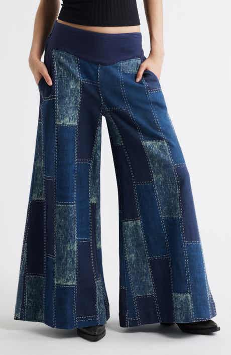 Free People Patches Wide Leg Jeans