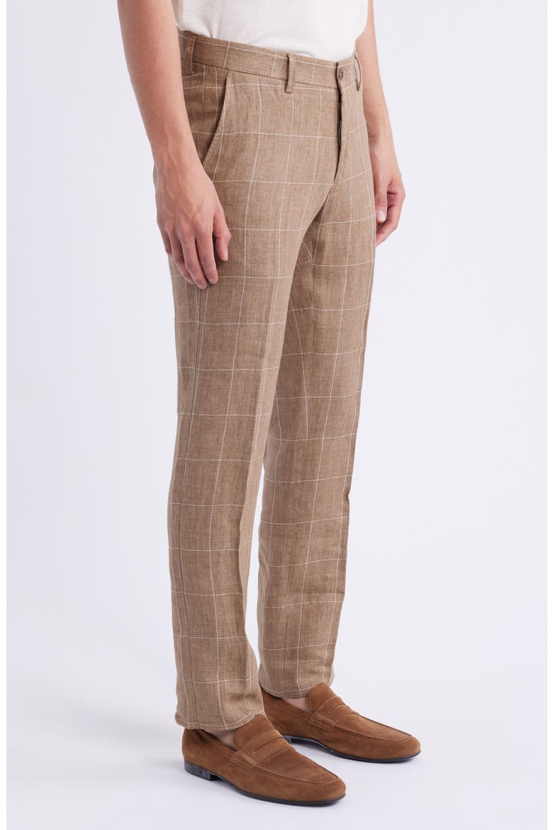 Windowpane Check Linen Pants, Alternate, color, TAN