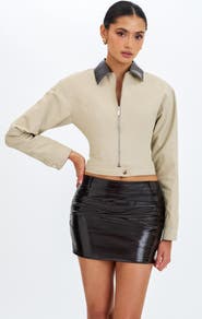 Miss Circle Vinette Cotton Gabardine Cropped Front Zip Jacket