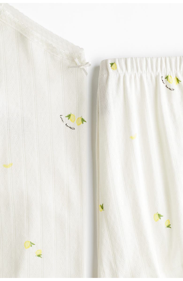 H&M Cotton Pointelle Pyjamas, Alternate, color, White/Lemons