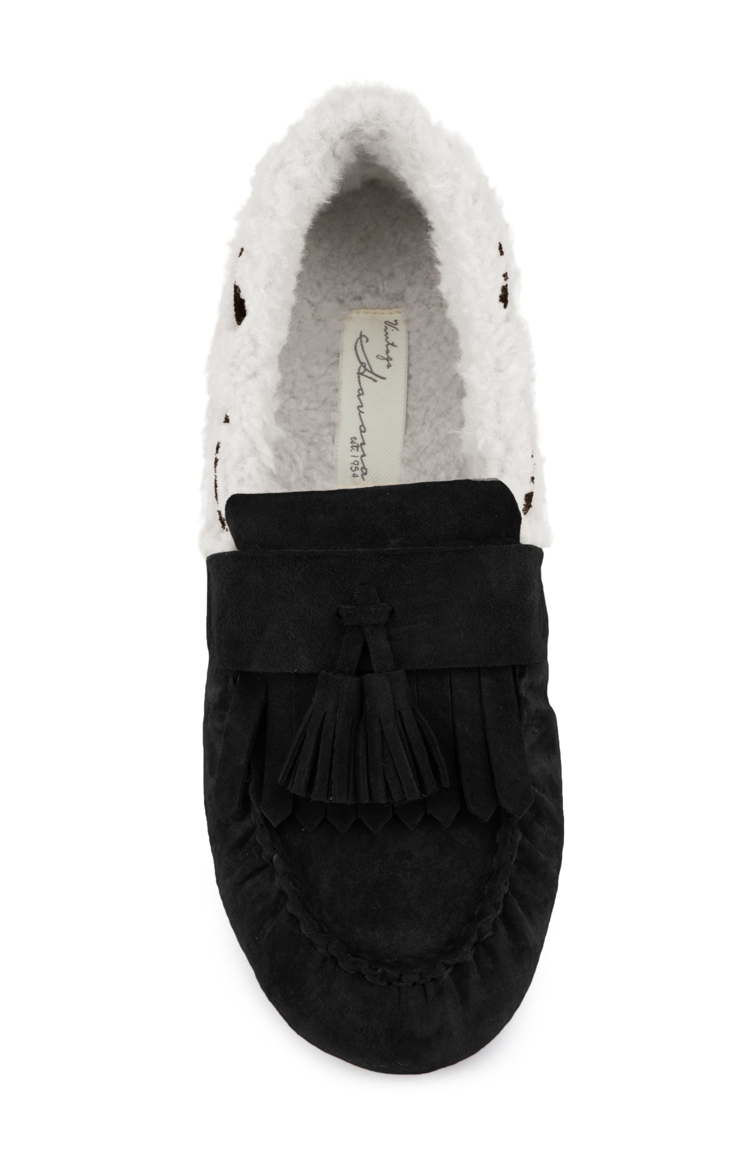 Zen Moccasin Slipper, Alternate, color, BLACK SUEDE