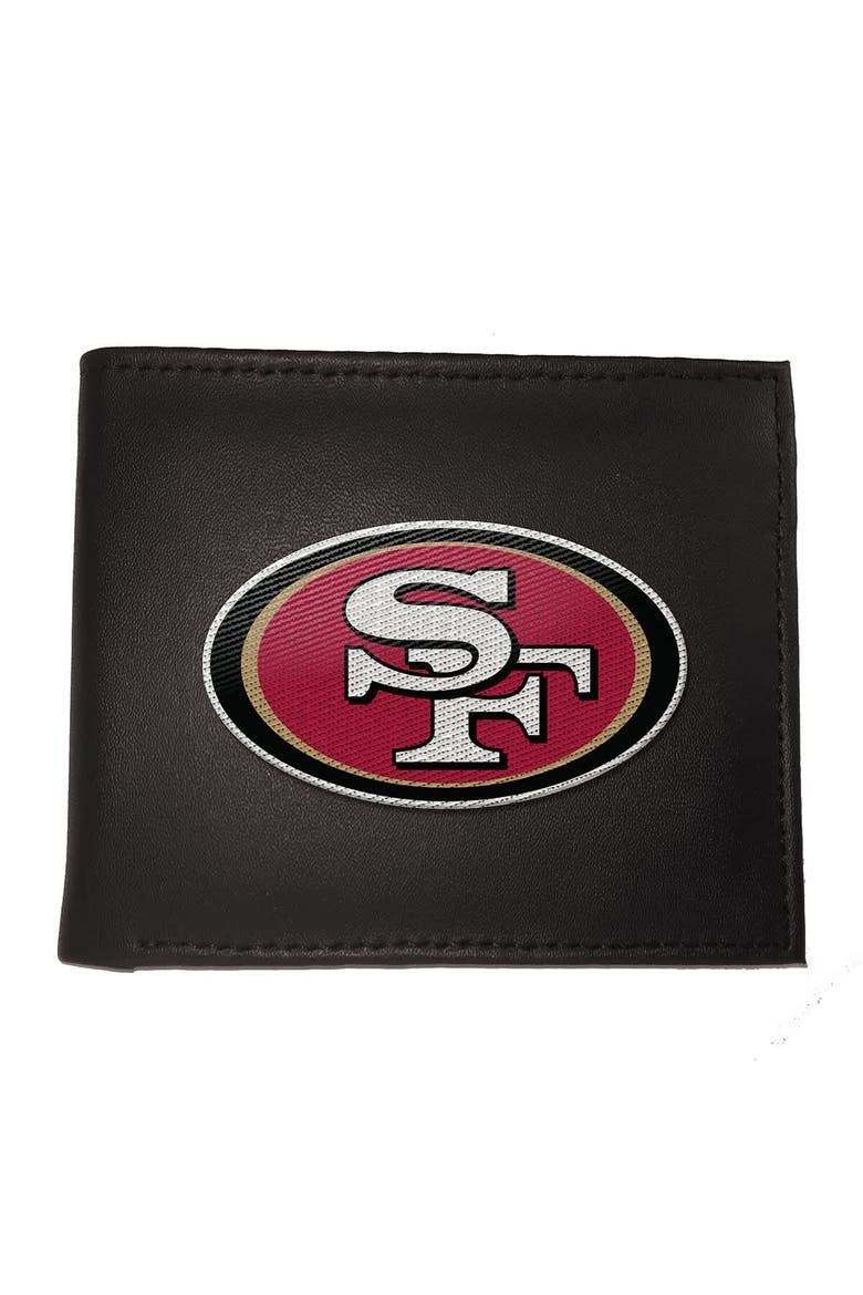San Francisco 49ers Synthetic Leather Embroidered Bifold Wallet, Main, color, Black