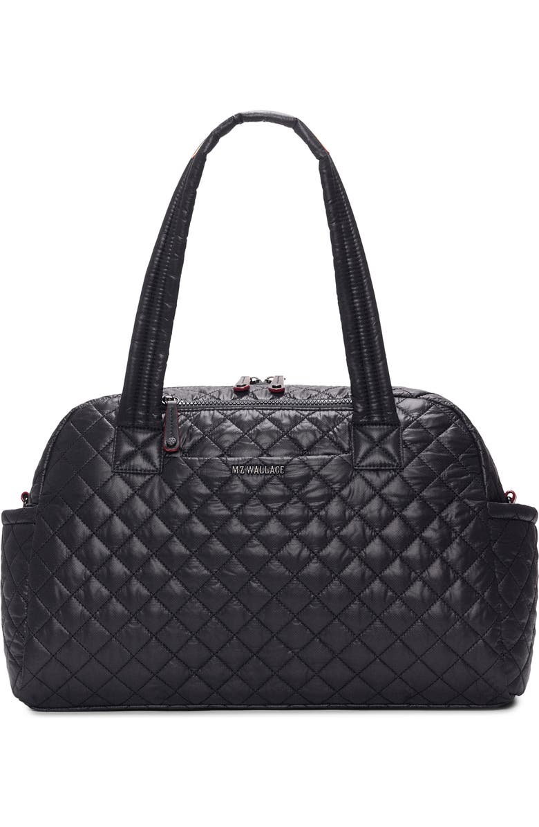 MZ Wallace Jimmy Deluxe Quilted Nylon Duffle Bag, Main, color, Black