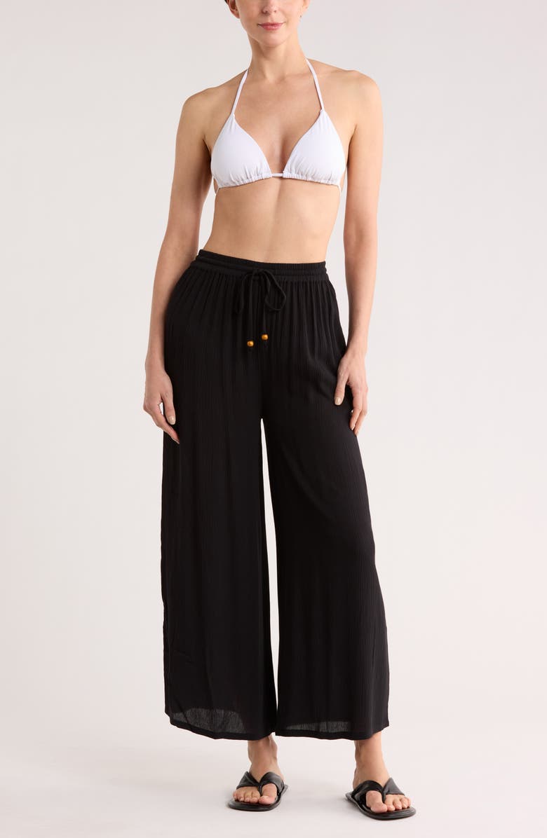 NORDSTROM RACK Easy Gauze Cover-Up Pants, Main, color, Black