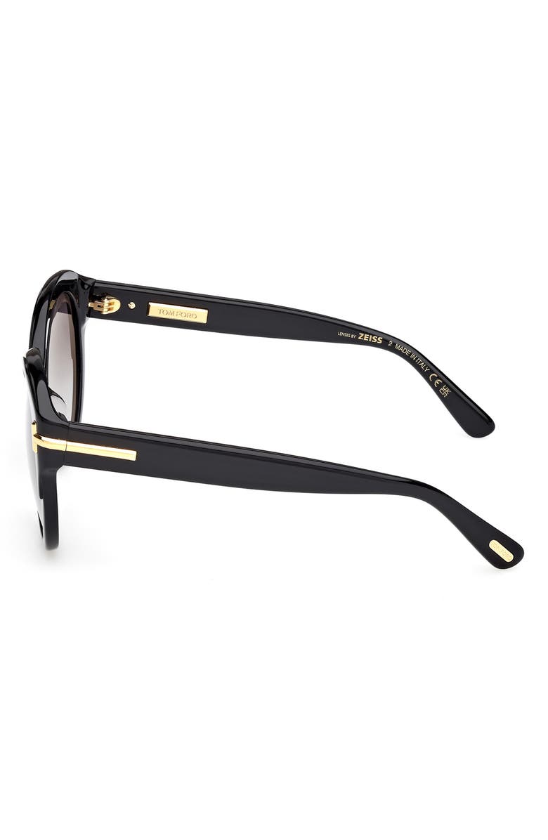 TOM FORD Icon 57mm Gradient Round Sunglasses, Alternate, color, Shiny Black Beveled / Smoke