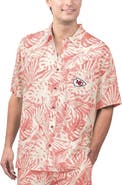 Margaritaville Men's Margaritaville Tan Kansas City Chiefs Sand Washed Monstera Print Party Button-Up Shirt