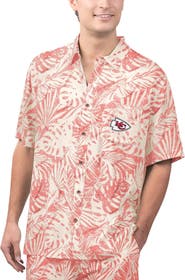 Margaritaville Men's Margaritaville Tan Kansas City Chiefs Sand Washed Monstera Print Party Button-Up Shirt