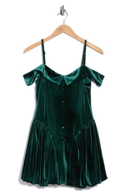 Cold Shoulder Bubble Velvet Romper