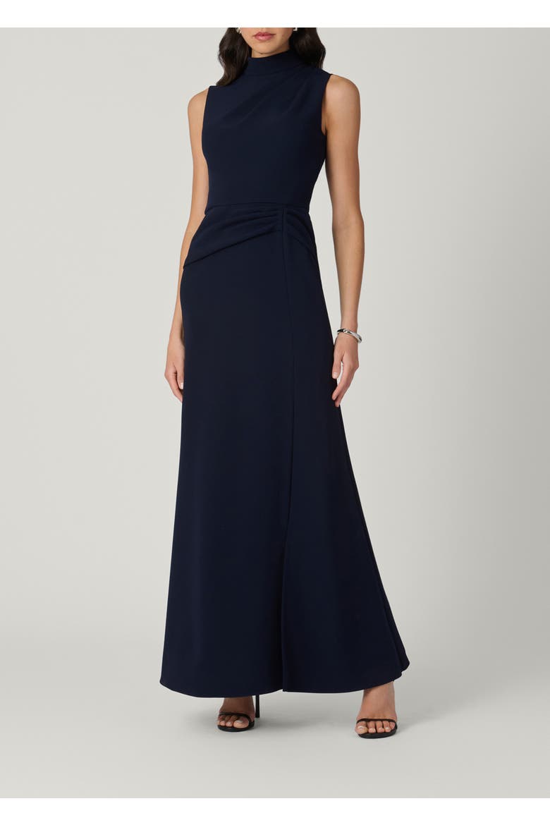 Midnight Annelise Stretch Crepe Dress, Main, color, Navy Multi