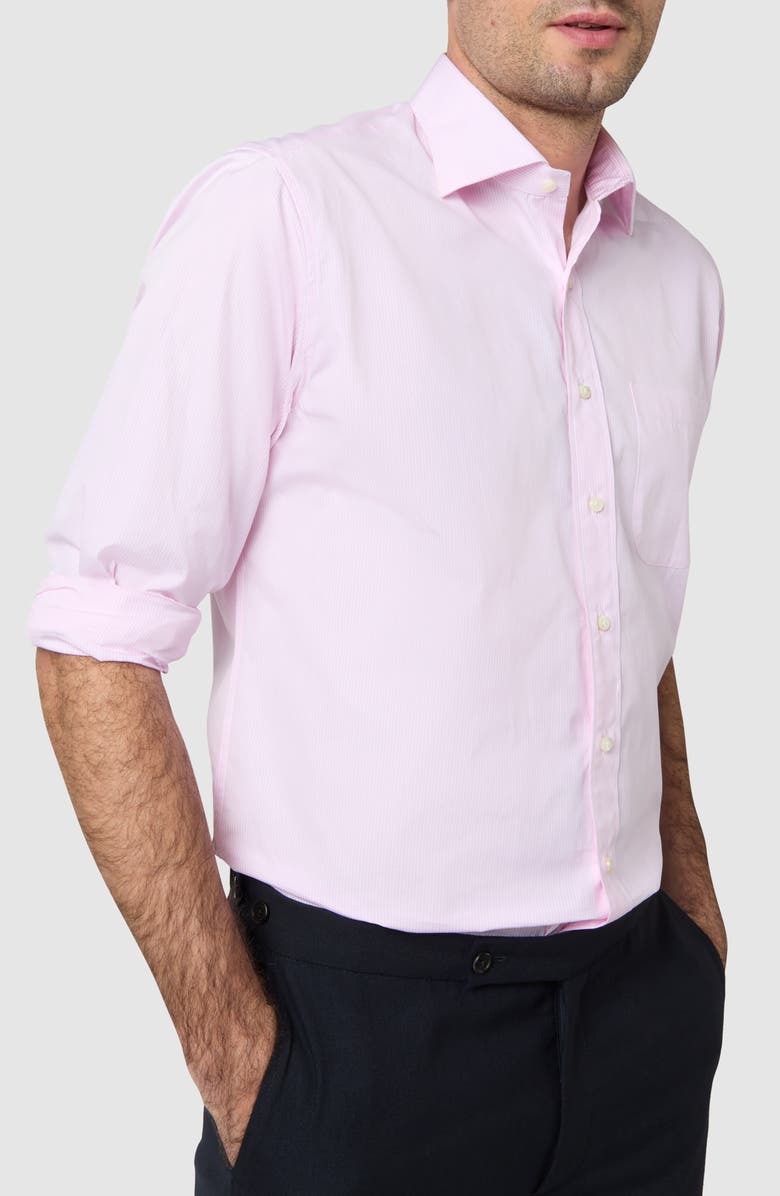 Sid Mashburn Slim Fit Microcheck Cotton Poplin Button-Up Shirt, Alternate, color, Pink Bengal Stripe