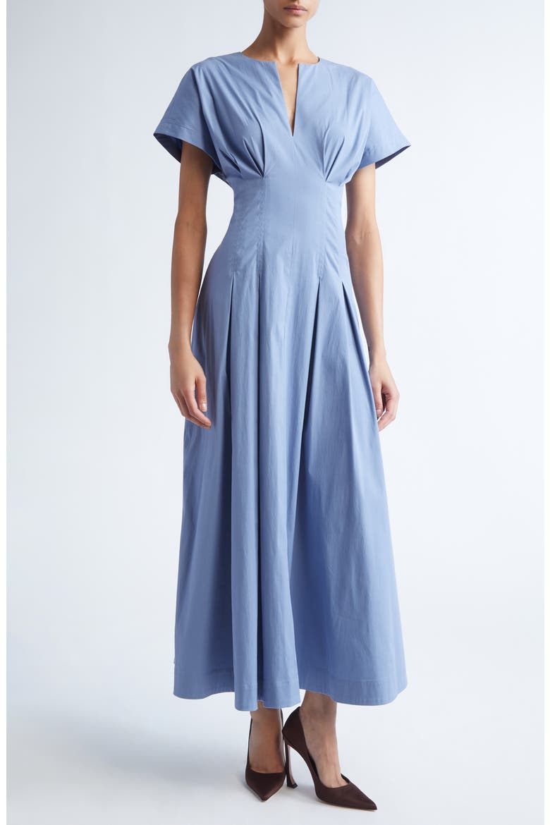 Smocked Back Cotton Poplin Dress, Main, color, CORNFLOWER