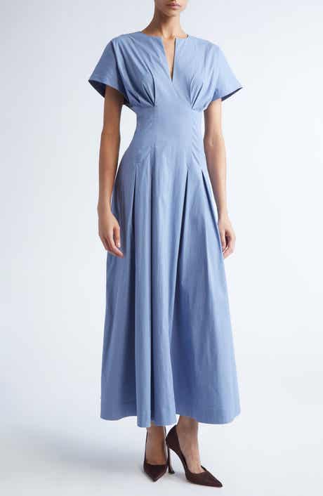 Smocked Back Cotton Poplin Dress