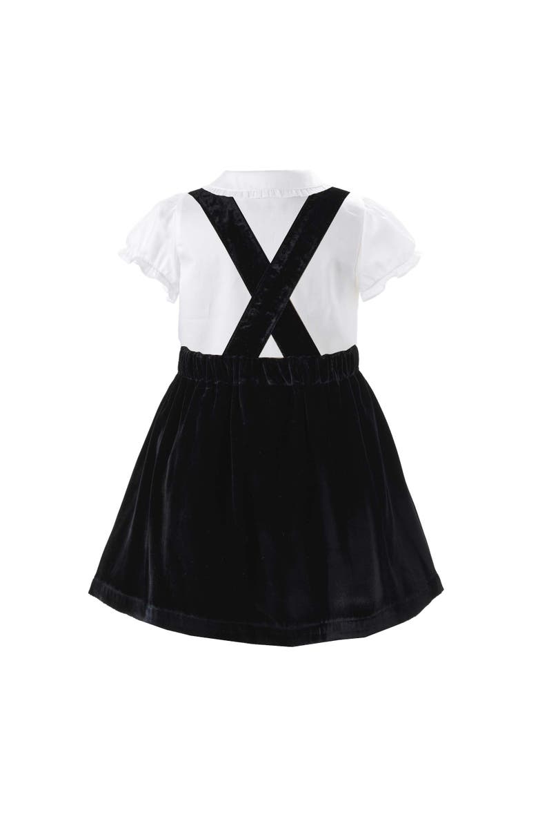 Rachel Riley Eloise Black Silk Velvet Pinafore Set, Alternate, color, Black
