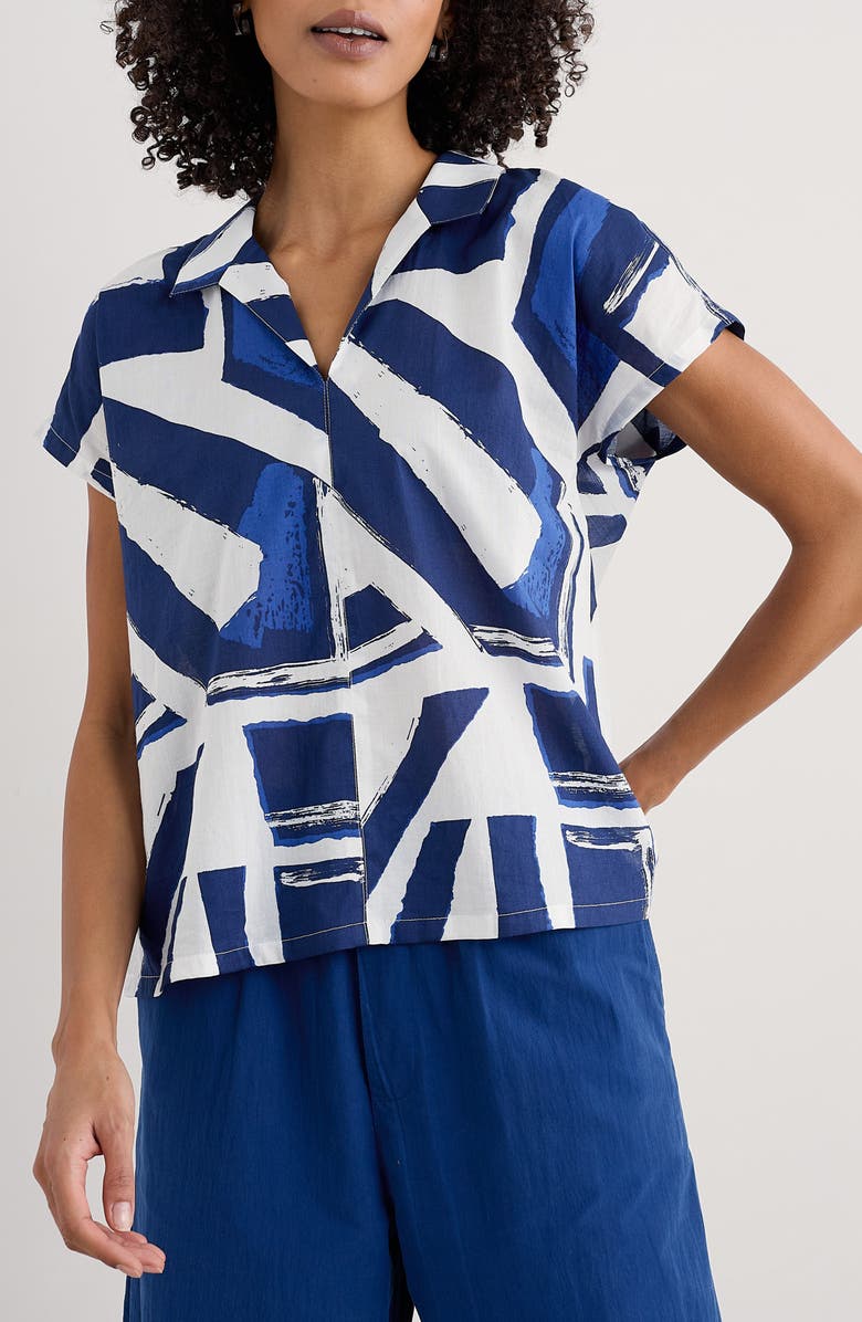 Seasalt Cornwall Deep Lane Short Sleeve Organic Cotton Button-Up Shirt, Main, color, 