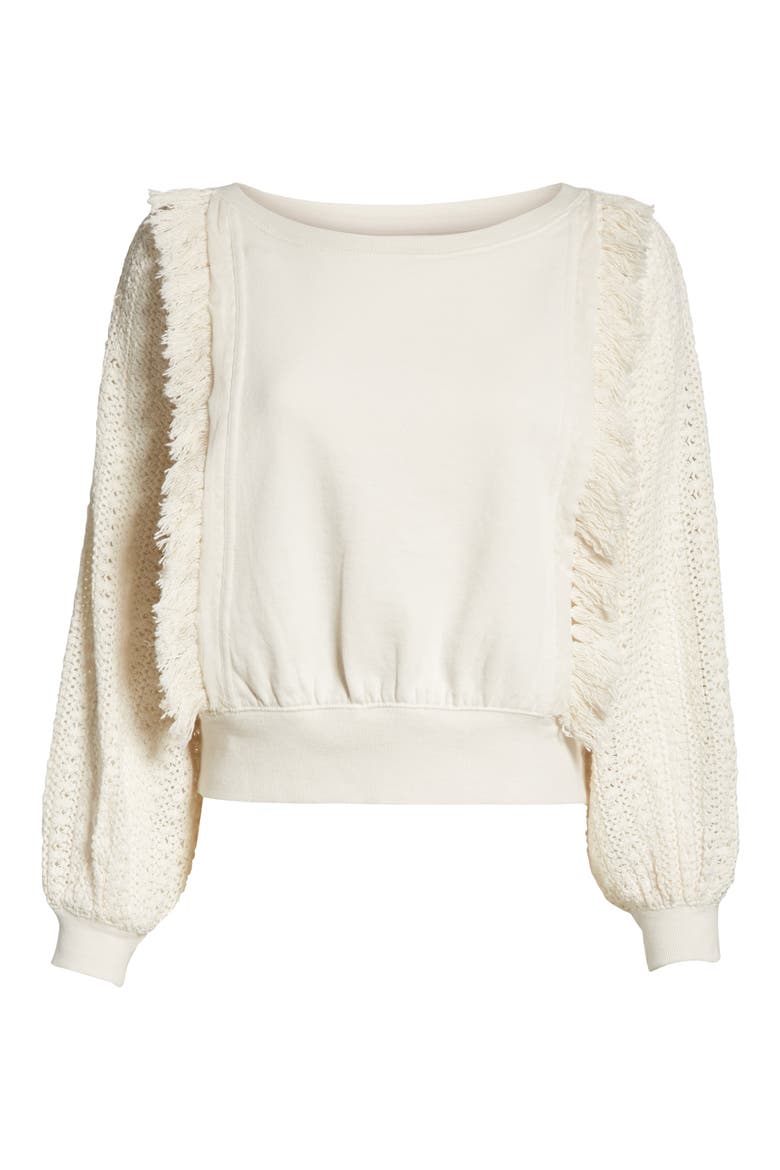 Faff Fringe Sweater, Alternate, color, IVORY