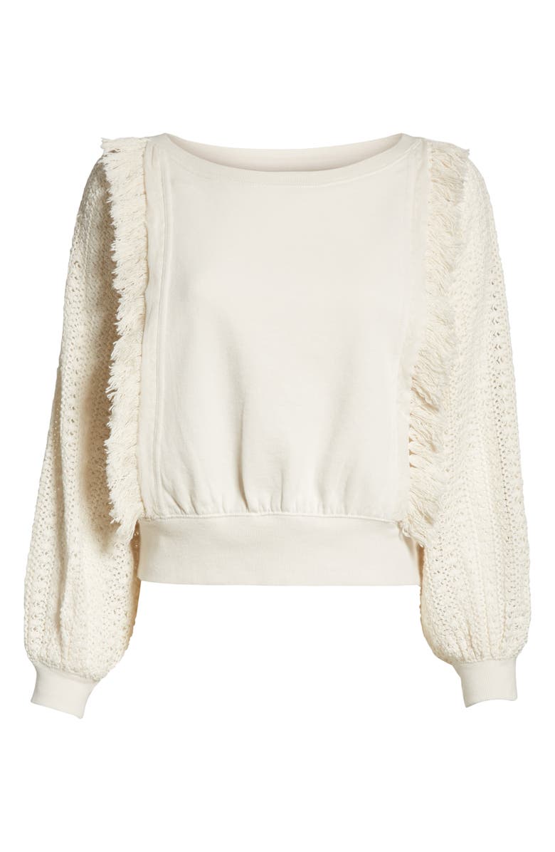 Free People Faff Fringe Sweater, Alternate, color, Ivory