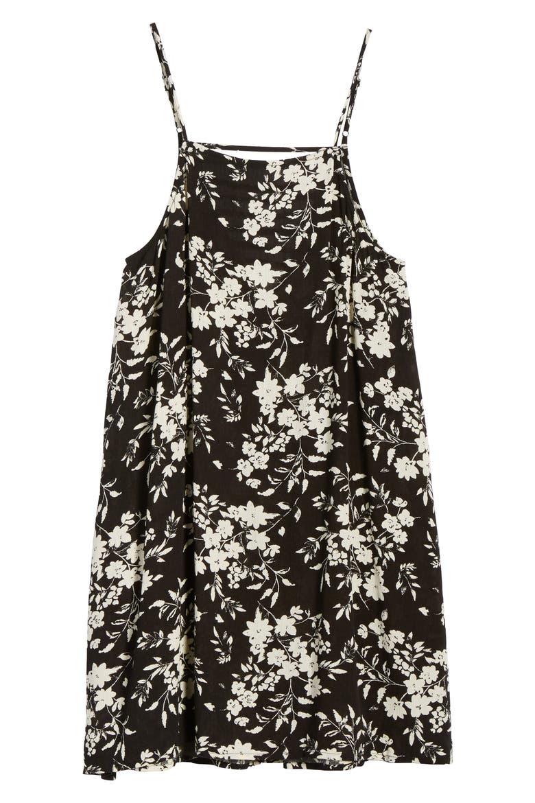 Print Lattice Back Dress, Alternate, color, BLACK
