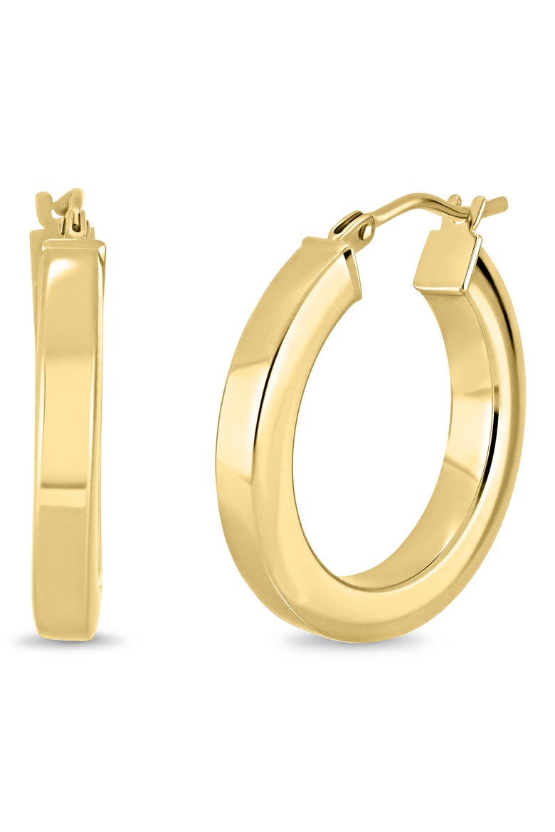 14K Gold Square Tube Hoop Earrings, Main, color, YELLOW