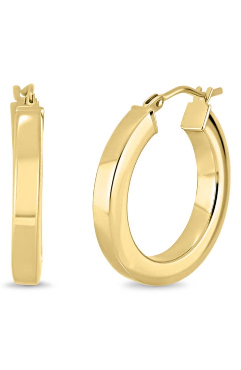 14K Gold Square Tube Hoop Earrings