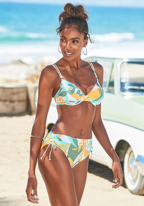Lascana Pattern Mid Rise Bikini Bottom In Multi