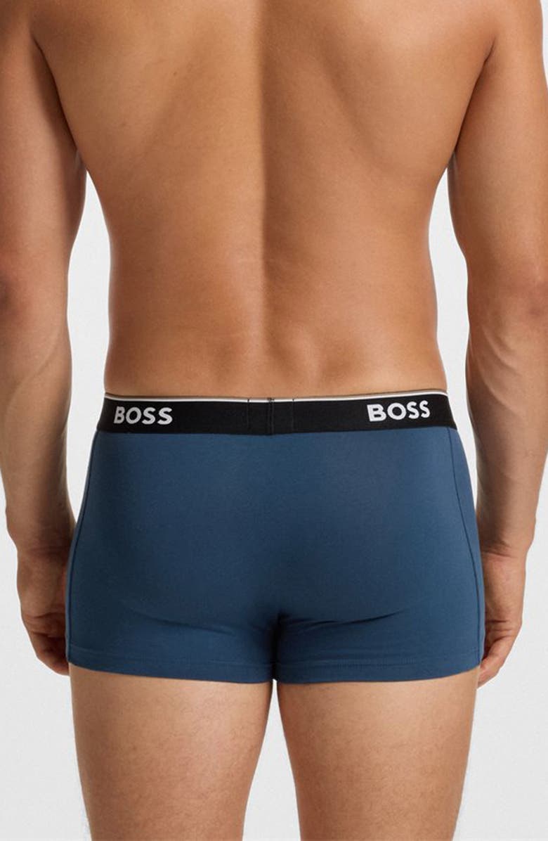 BOSS Assorted 3-Pack Power Stretch Cotton Trunks, Alternate, color, Blue Multi
