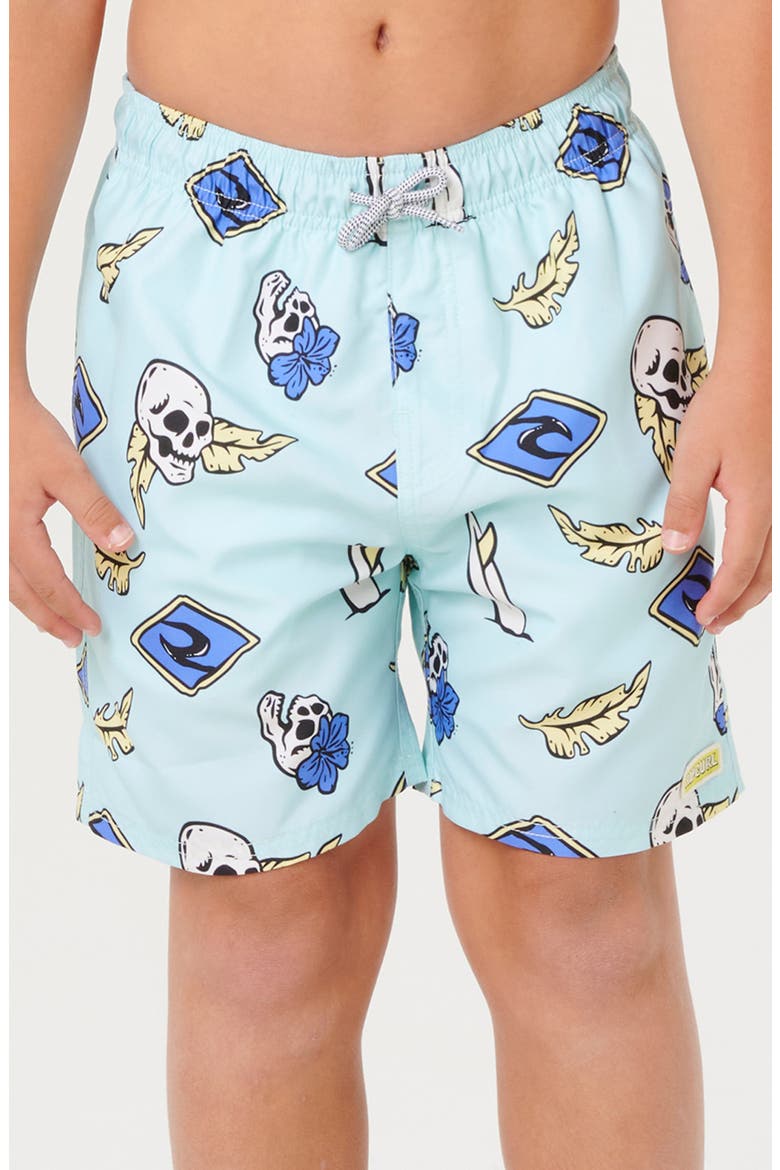 Kids' Sunset Sesh Swim Trunks, Main, color, LIGHT AQUA