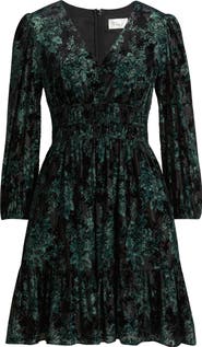 Eliza J Velvet Floral Long Sleeve Dress