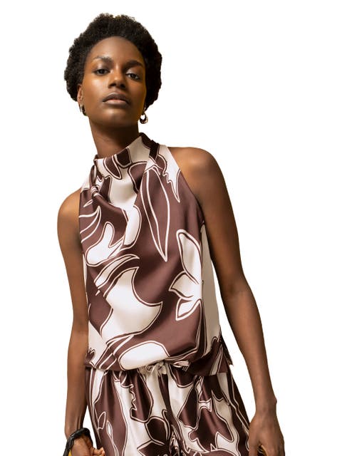 Swirl Print Drape Top