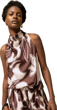 Ro&Zo Swirl Print Drape Top
