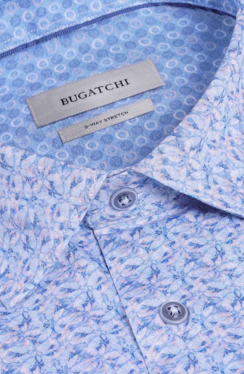 Bugatchi Jimmy OoohCotton<sup>®</sup> Floral Print Button-Up Shirt, Alternate, color, Air Blue