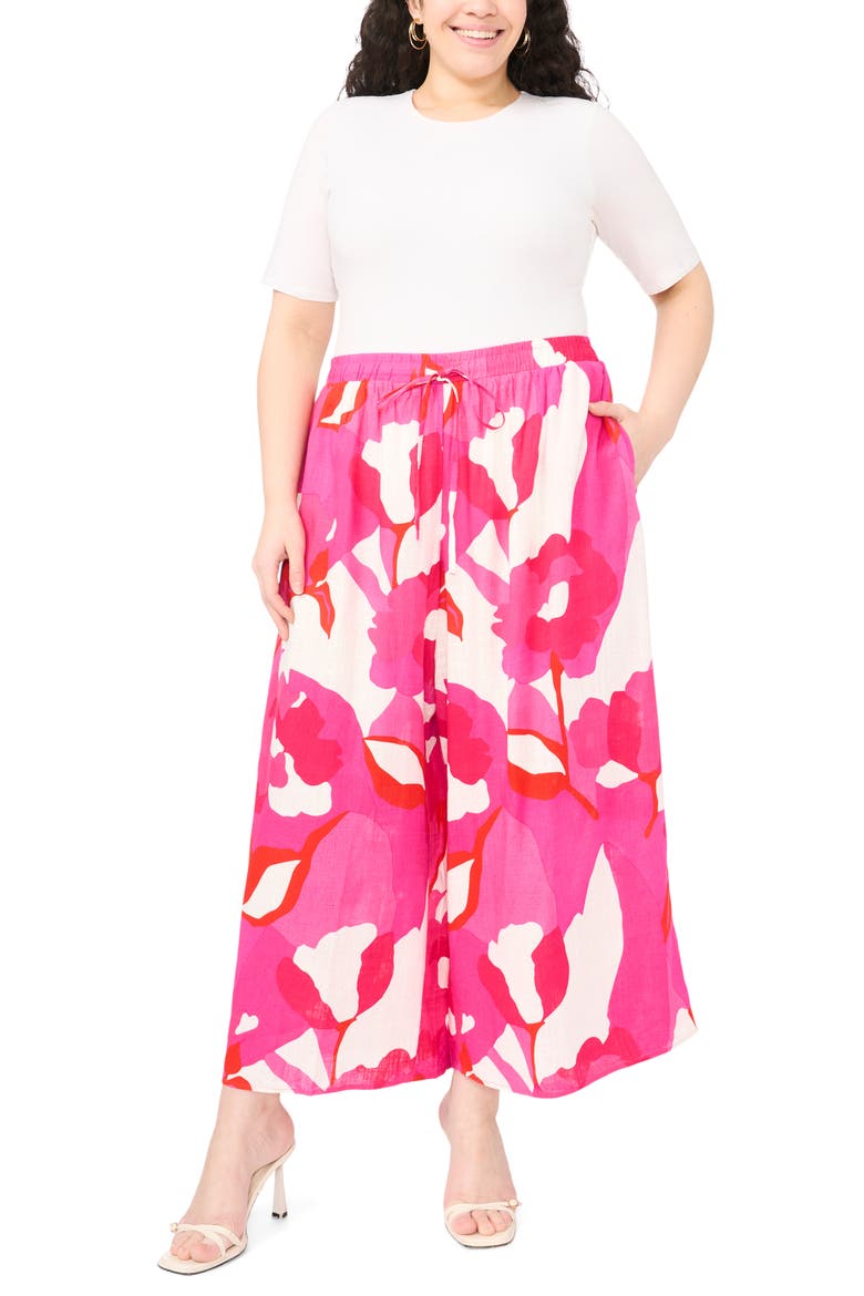 Floral Print Drawstring Pants, Alternate, color, NEW IVORY POPPY PRINT
