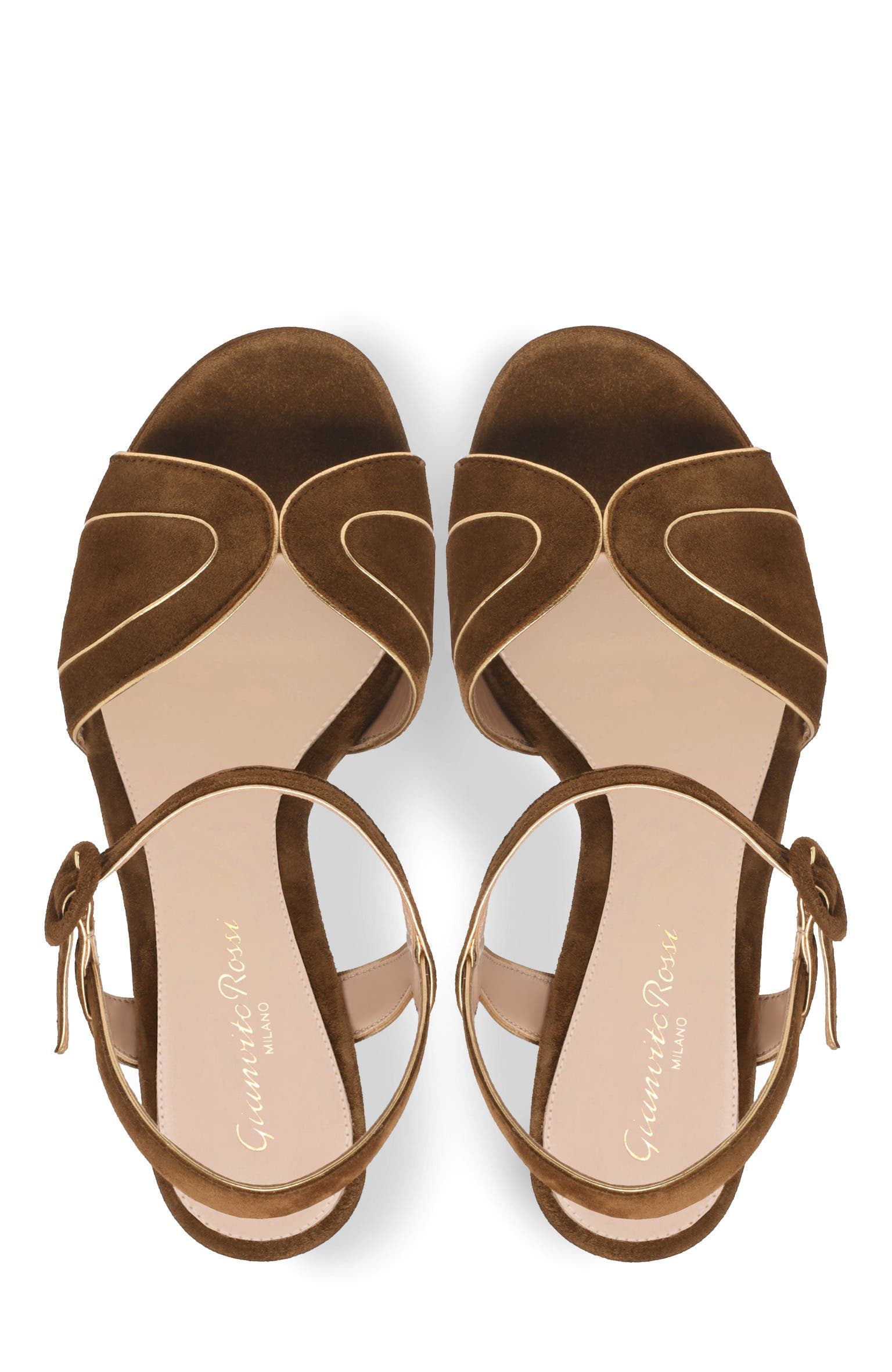 Gianvito Rossi Tamara Sandal, Alternate, color, Brown Suede And Nappa