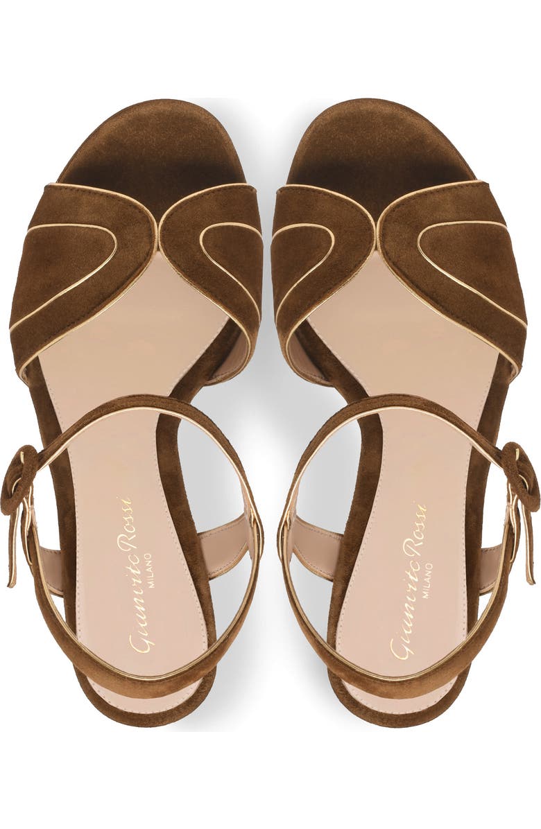 Gianvito Rossi Tamara Sandal, Alternate, color, Brown Suede And Nappa