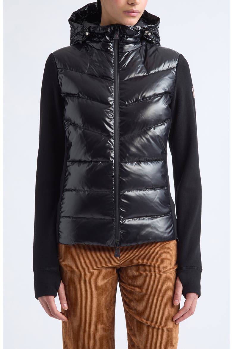Mixed Media Down Jacket, Main, color, BLACK