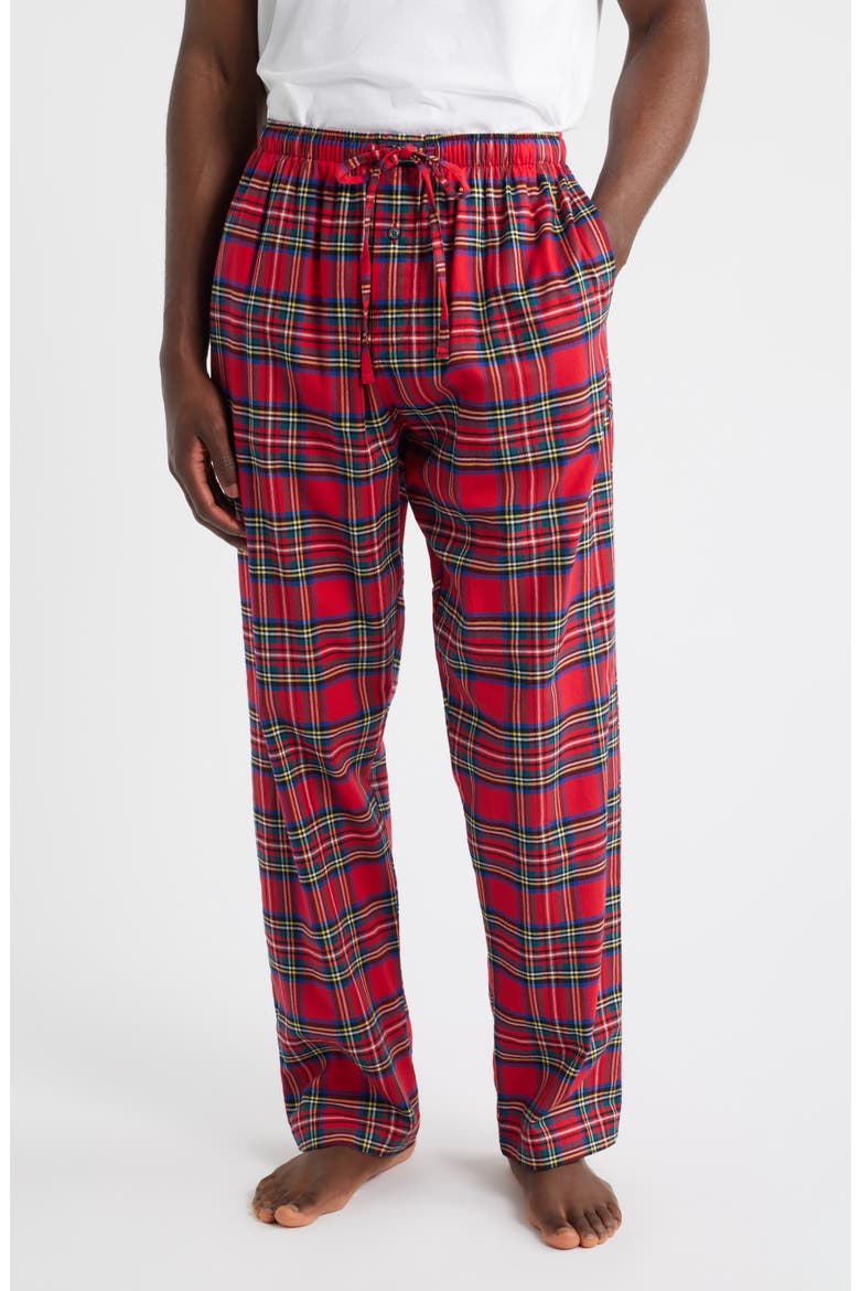 Yarn Dyed Plaid Flannel Pajama Pants, Main, color, RED PLAID
