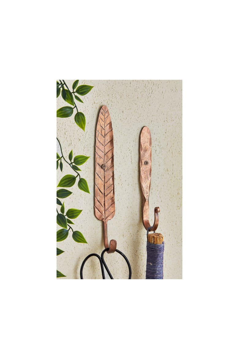 Handcrafted Forged Iron Decorative Wall Hook Chic Design, Alternate, color, Brown